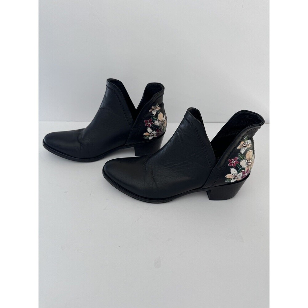 BalaDiGala Black Leather Floral Flower Booties Boots Women’s Size 7 Mexico